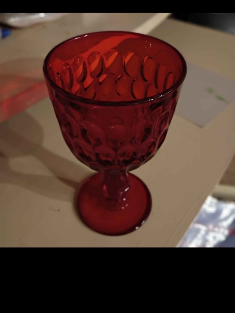 Replacement Red Pressed Glass Goblet - Elegant Home Dining Glassware